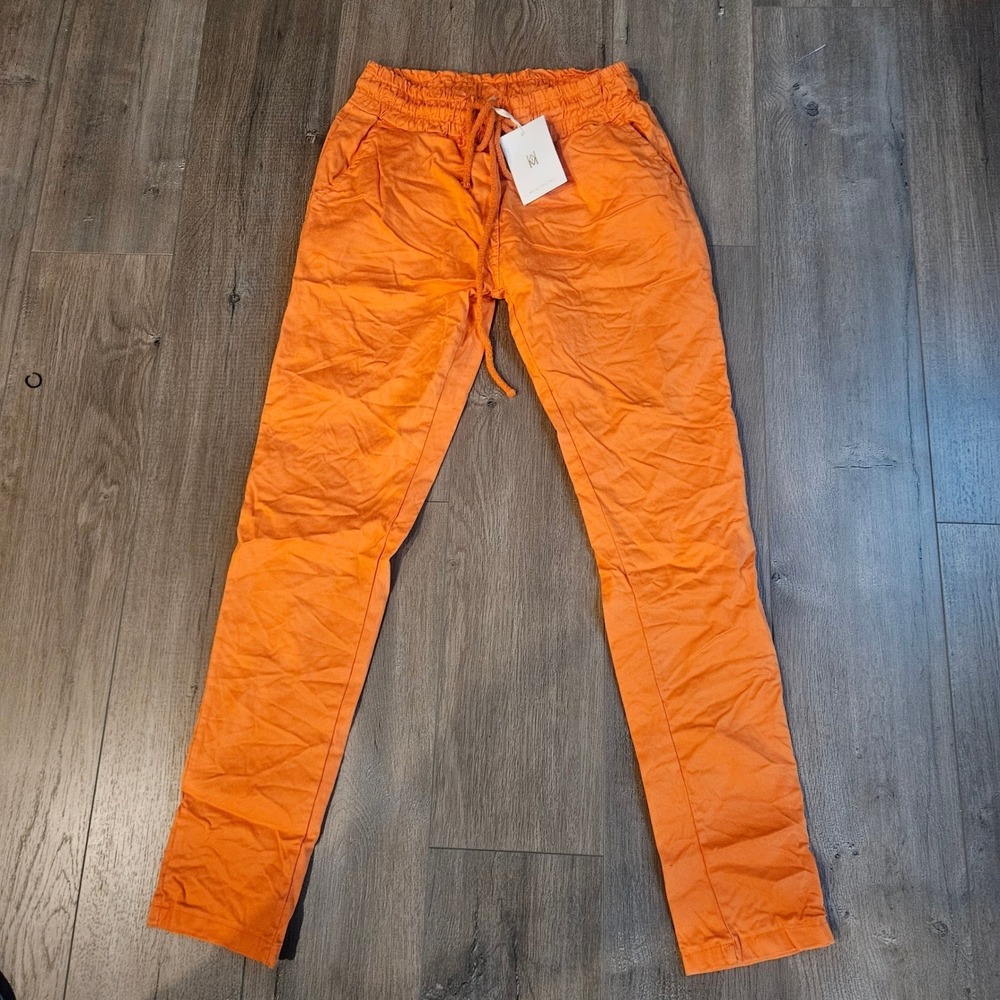Milio Milano Womens Orange Drawstring Jogger Pants Art 21760 Size Medium NWT